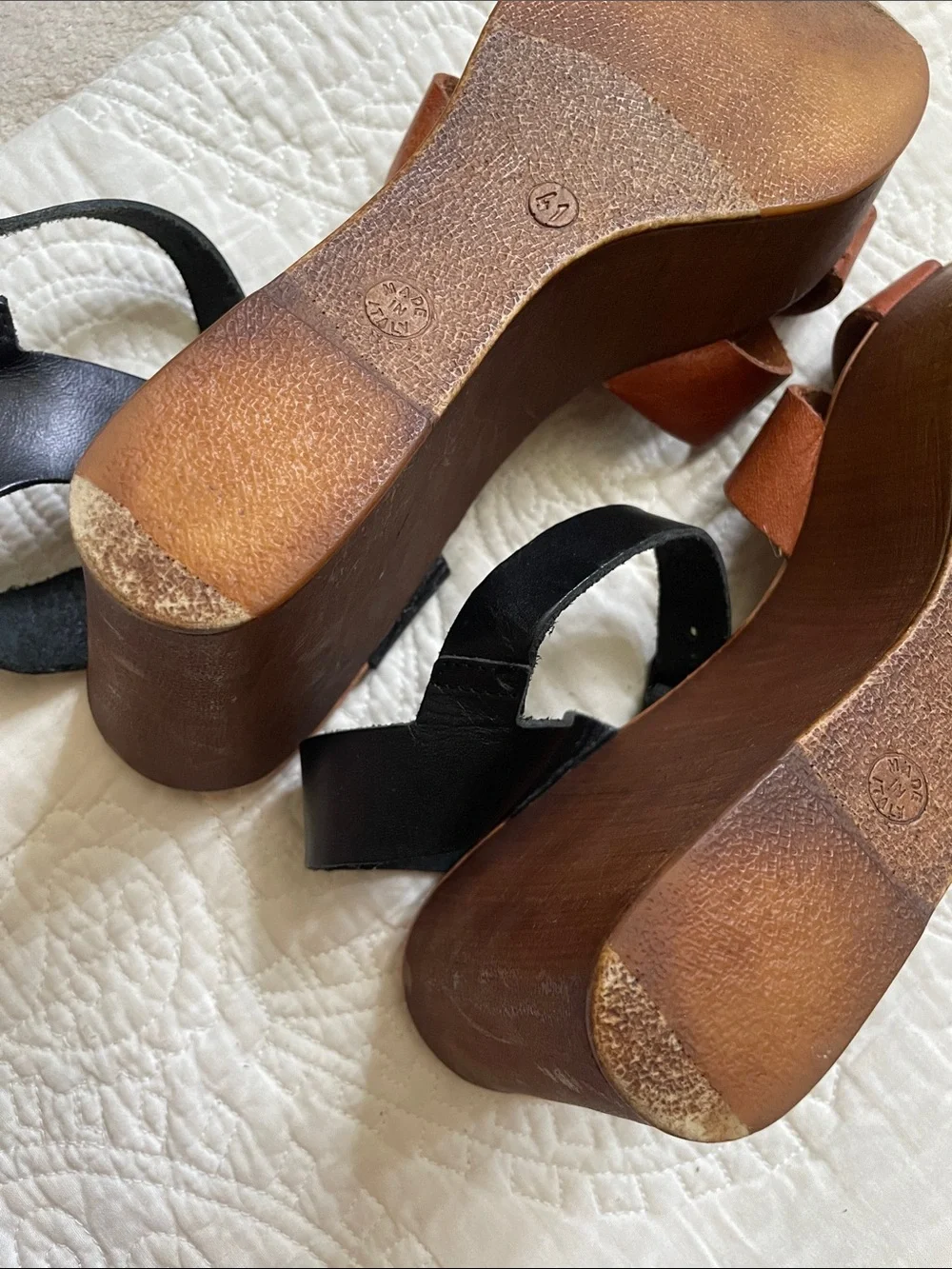 Bellamy leather made in Italy wedge heels EU 41 / US w 11 - Picture 8 of 16